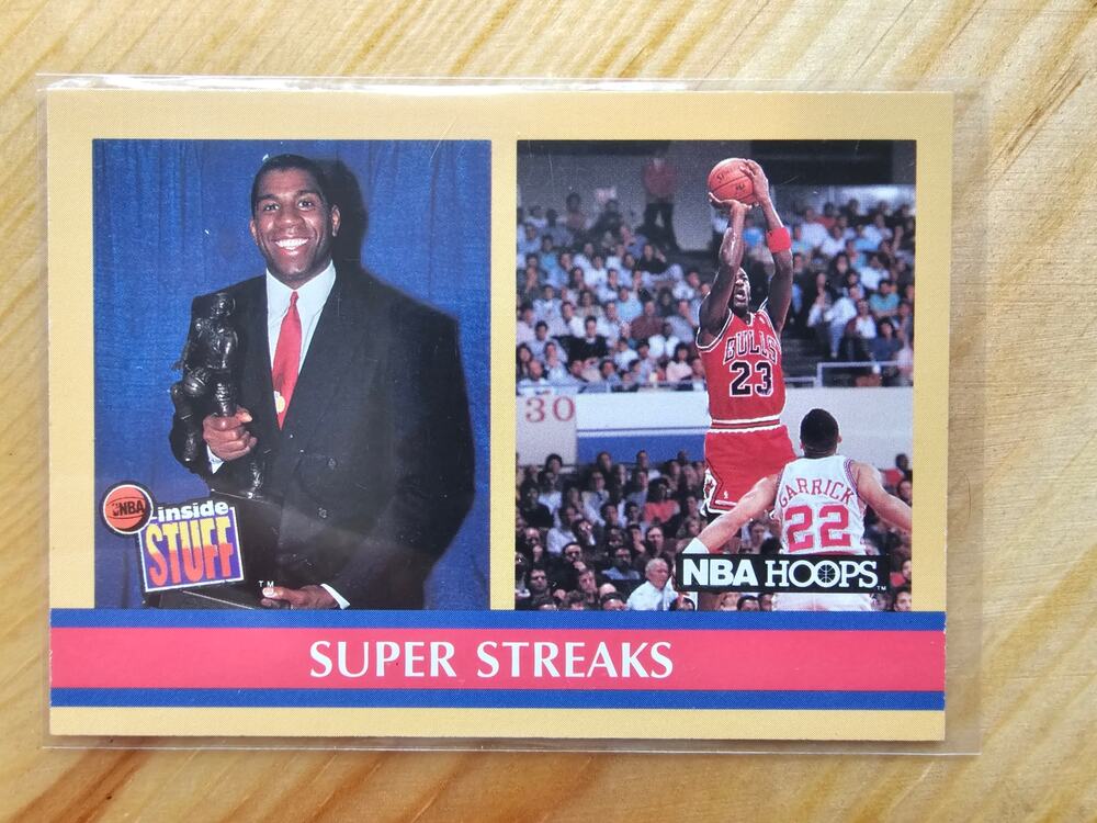 Michael Jordan/Magic Johnson 1990-1991 NBA Hoops #385 - Super Streaks - NBA
